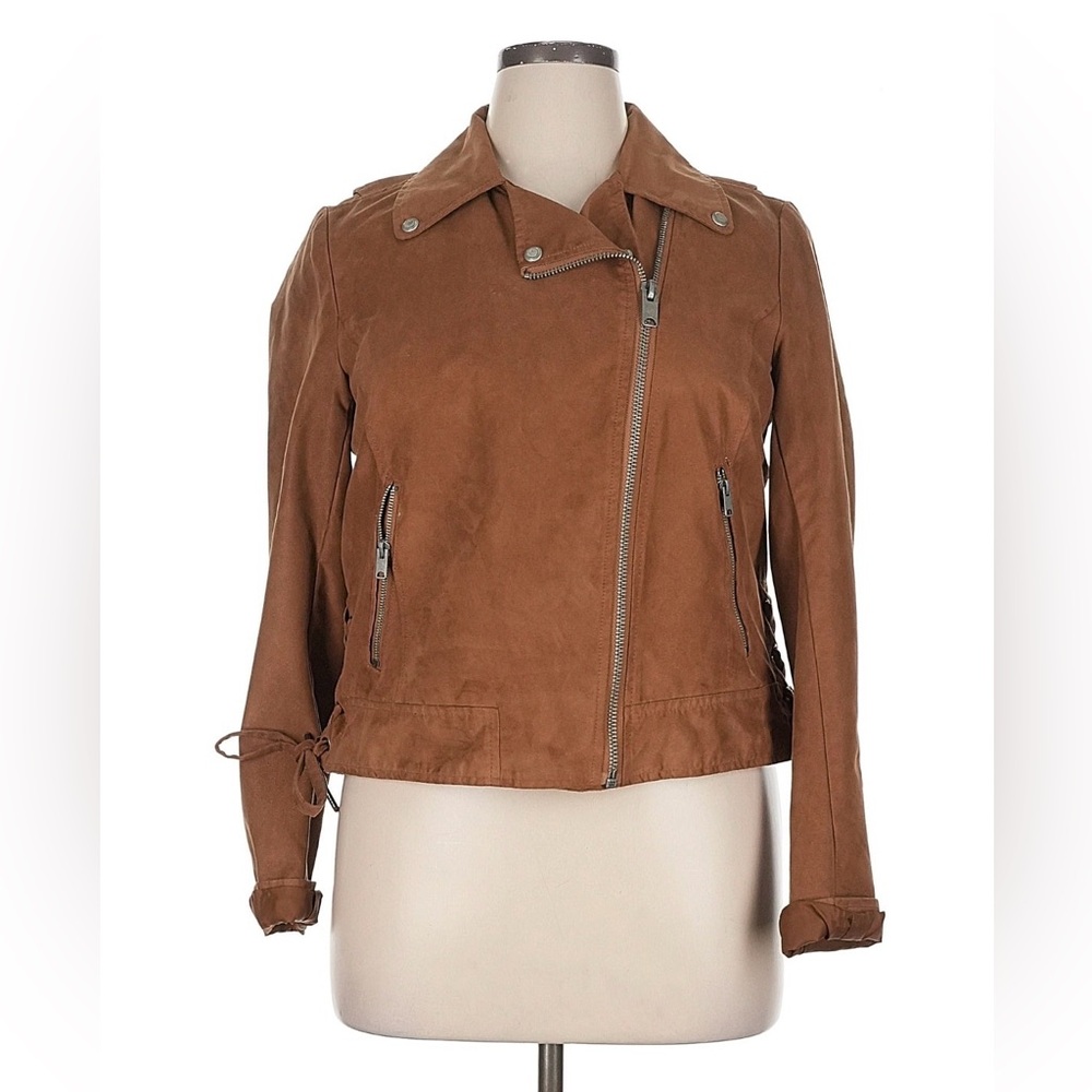 Marc New York Tan Sueded Moto Jacket; Sz XL